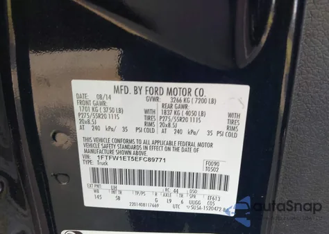 2014 Ford F-150 Fx4 from USA, damaged, VIN 1FTFW1ET5EFC89771